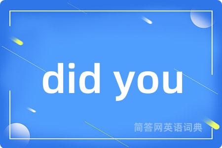 did you是什么意思,did you的中文翻译 did you