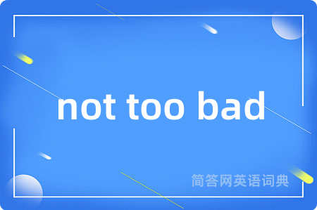 not too bad是什么意思,not too bad的中文翻译 not too bad