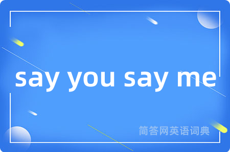 say you say me是什么意思,say you say me的中文翻译 say you say me